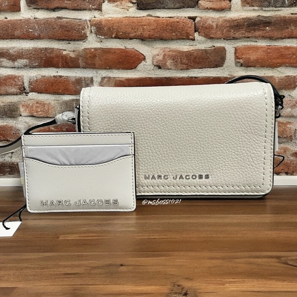 MARC JACOBS Groove Leather Mini Crossbody + Cardholder in Cotton NWT - Picture 2 of 10
